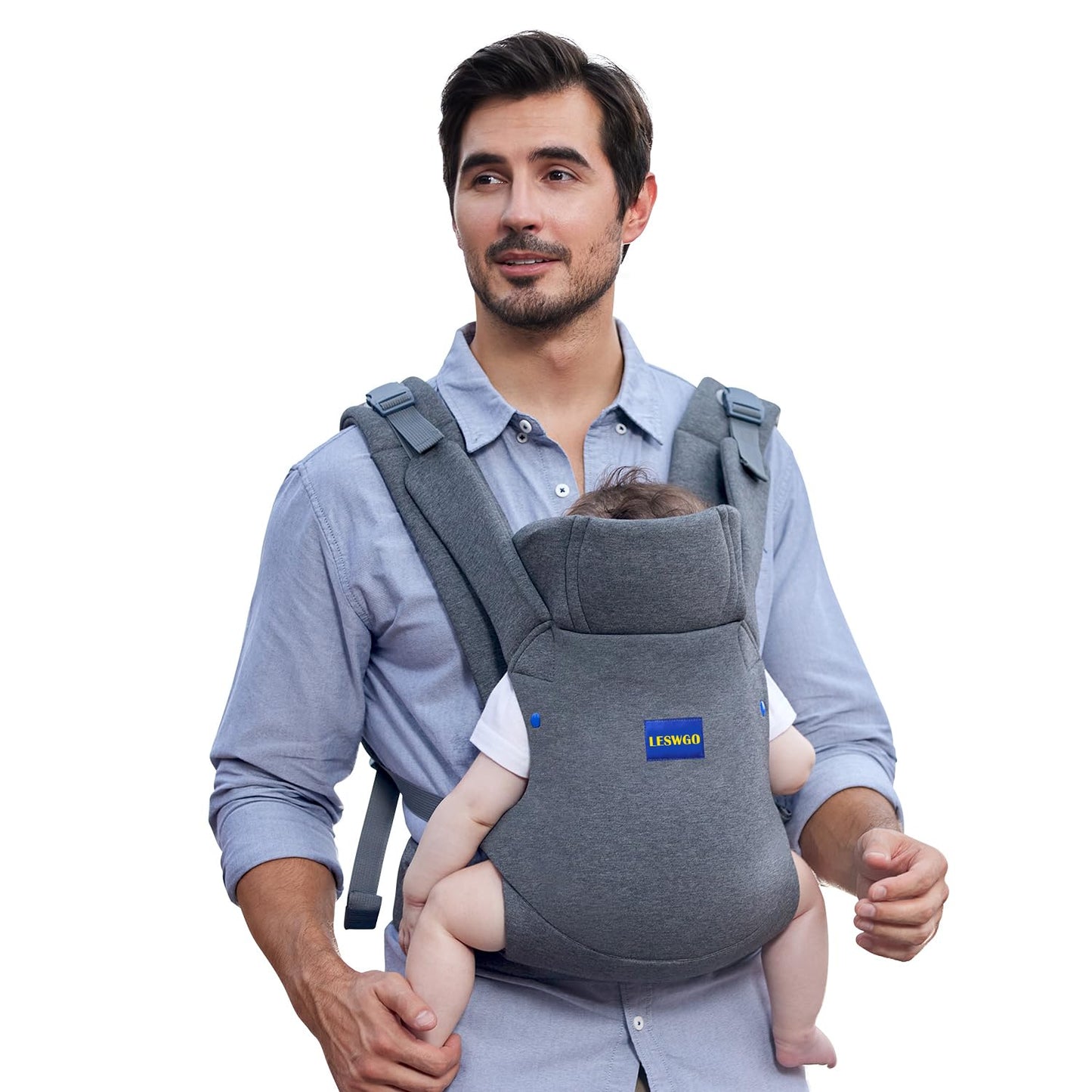 Baby Carrier Newborn to Toddler,Newborn Carrier with Head Support, Cozy Baby Holder Carrier for Dad Mens (All-Gray)