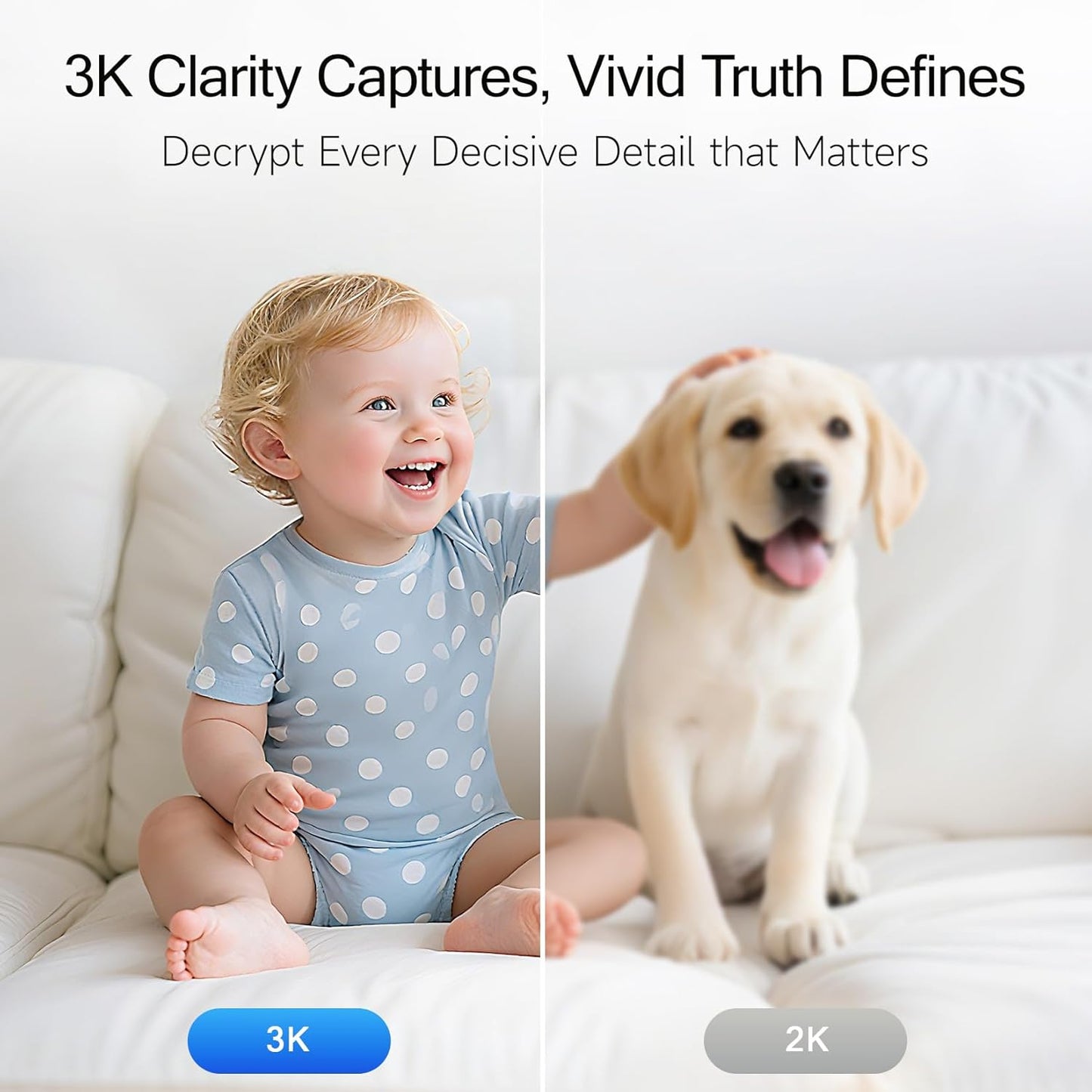 5G Security Camera Indoor 3-Pack, No-Monthly-Fee AI Tracking Facial Recognition, 3K Pet/Dog Camera with Speaker/Phone App, PTZ WiFi Baby Monitor Cameras for Home Security, 0-Glow Night Vision