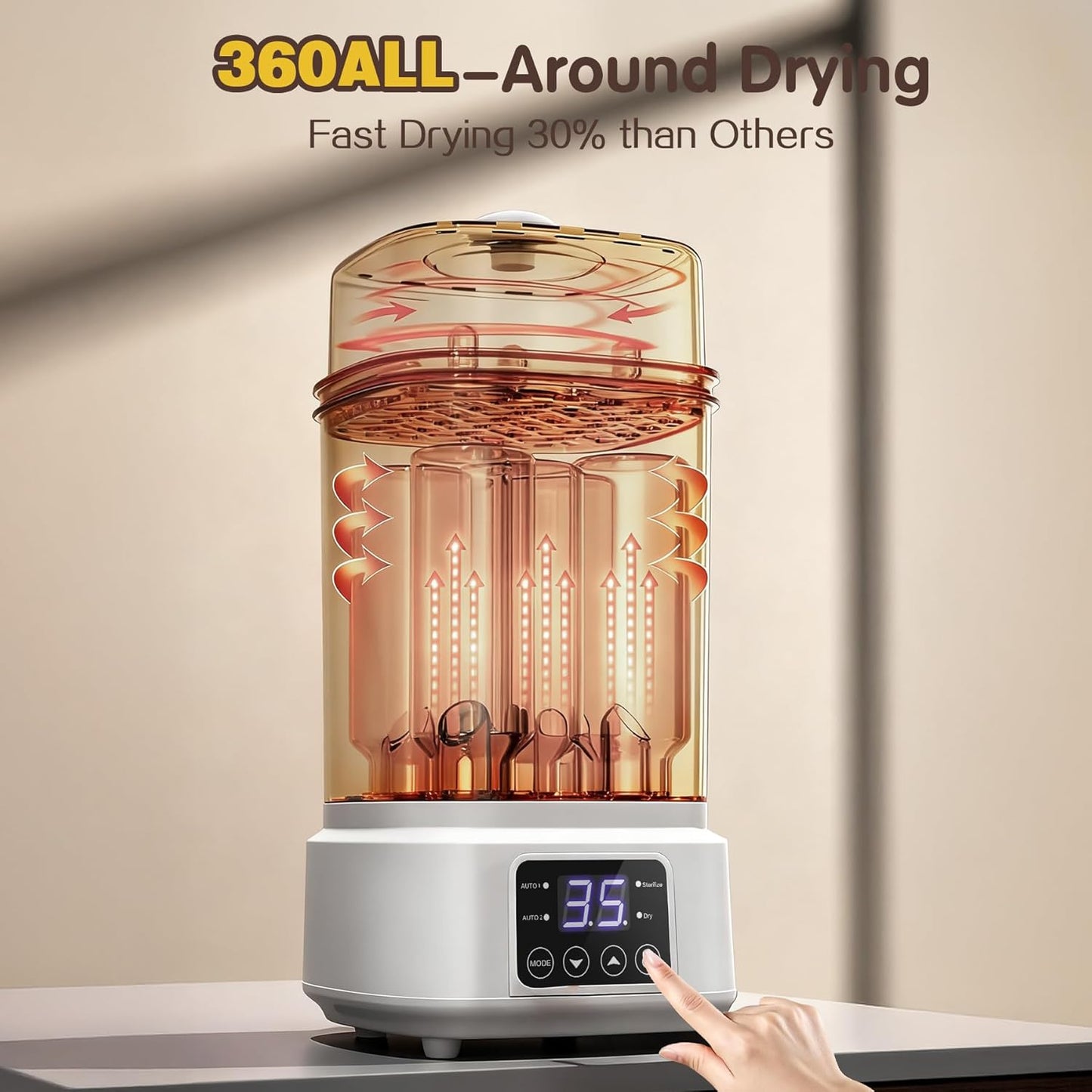 Baby Bottle Steamer and Dryer: 8 in 1 Compact Electric Steam - Portable for Travel and Home Use - for Baby Bottles Pacifiers Breast Pump Parts and Other Newborn Essentials BPA Free Auto Shut Off