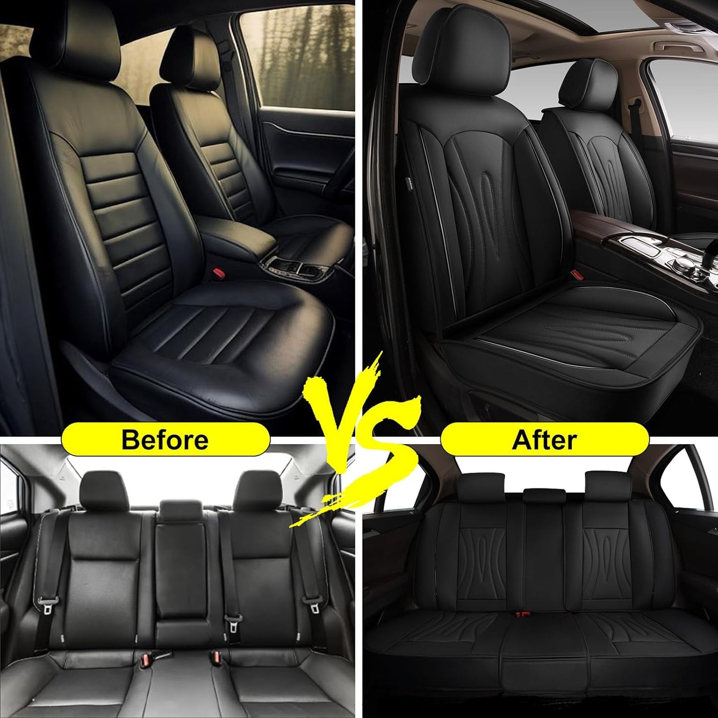 Car Seat Covers Full Set Fit for Buick Regal 2011-2017,Waterproof Laux Leather Seat Protectors for 5-Seat Vehicles(Black)