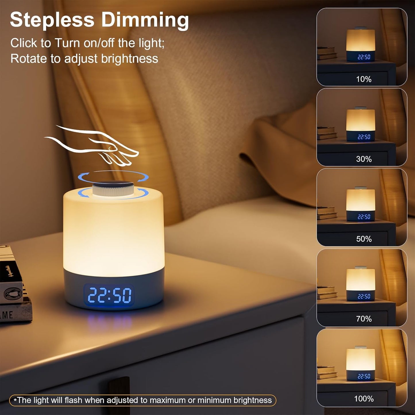 Wobane Night Light for Kids, 3 Colors Dimmable Baby LED Lighting, 3600mAh Battery Rechargeable with Digital Time, Portable Bedside Lamp for Nursery, Breastfeeding, Adults, Blue