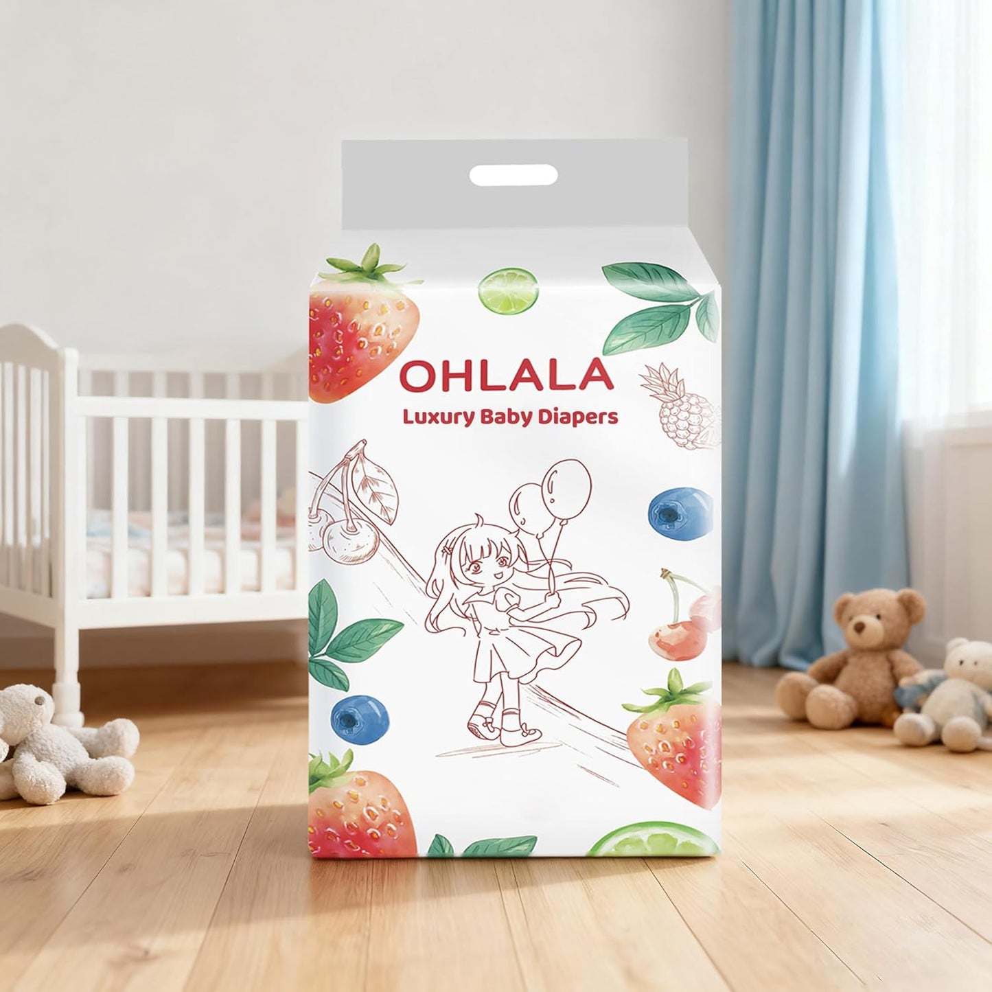 OHLALA Size 1 Baby Diapers | Ultra-Thin Overnight Protection 0-3 Months | 12-Hour Leakproof & Hypoallergenic (68 Count) | Eco-Friendly, Fragrance-Free Newborn Diapers