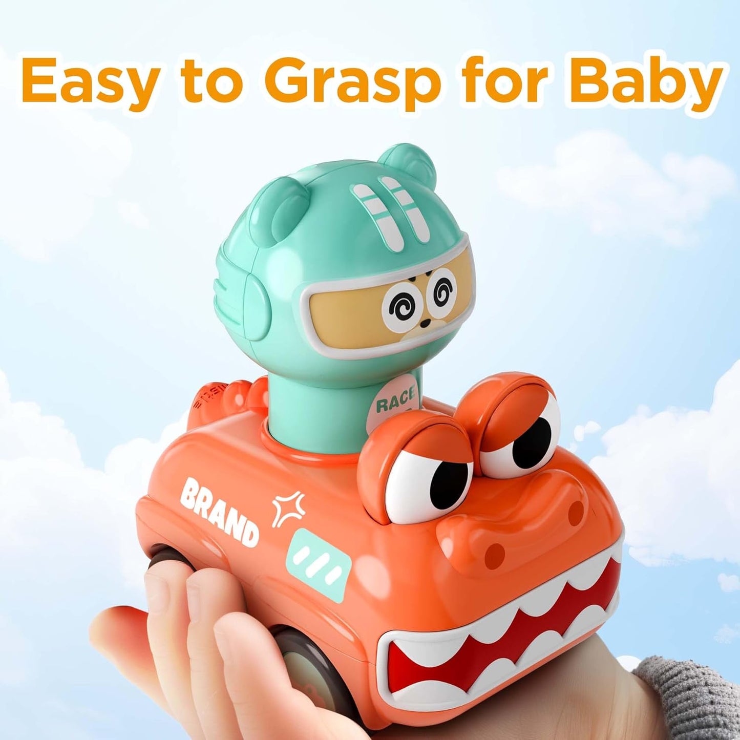 iPlay, iLearn Press to Go Animal Car Toys for Toddlers 1-3, Baby Push Go Friction Racing Cars Toy, 3pcs Infant Play Vehicle Set for 12 18 24 Month, 1st Birthday Gifts for 1 2 3 Year Old Boy Girl Child