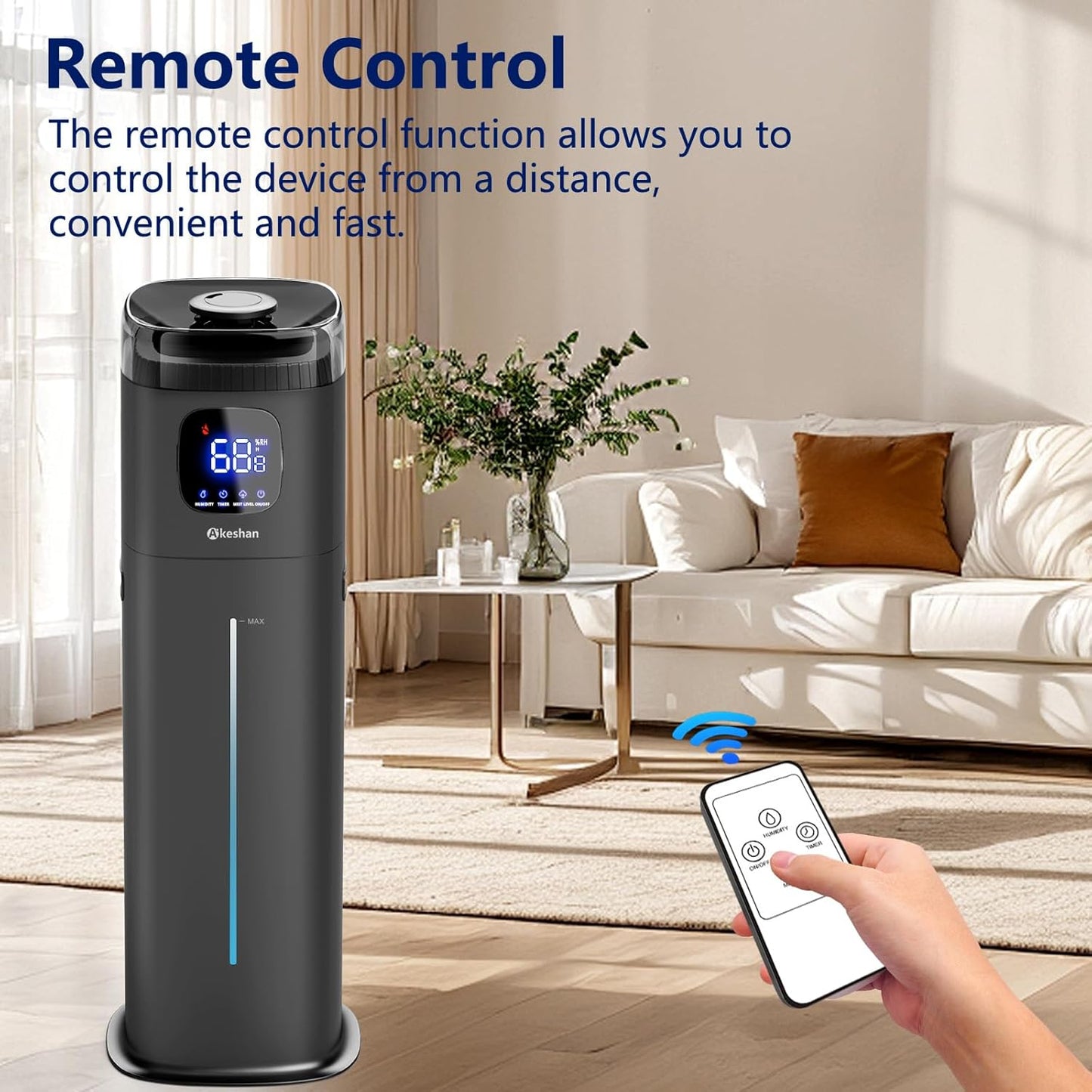 Large Humidifiers for Bedroom, 9L/2.5Gal Ultrasonic Cool Mist, Easy Clean Humidifier with 350ML/H Large Mist Speed, Quiet, Suitable for Kids Room Plant Yoga (Square W)