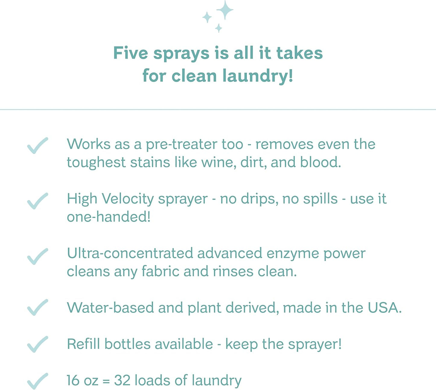Clean Mama Laundry Detergent Spray & Pre-Treater - Natural Laundry Detergent Soap for Sensitive Skin - Eco-Friendly, HE Compatible - Unscented - 32+ Loads of Laundry, 16 oz