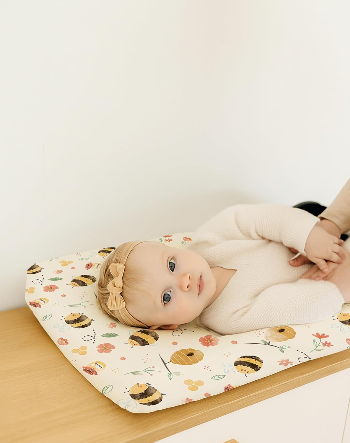 Changing Pad Cover for Baby Boys Girls 2 Pack, Fits Standard 32”×16” Changing Table Pads, Silky Breathable Stretch Knit, Machine Washable (Bee Happy)