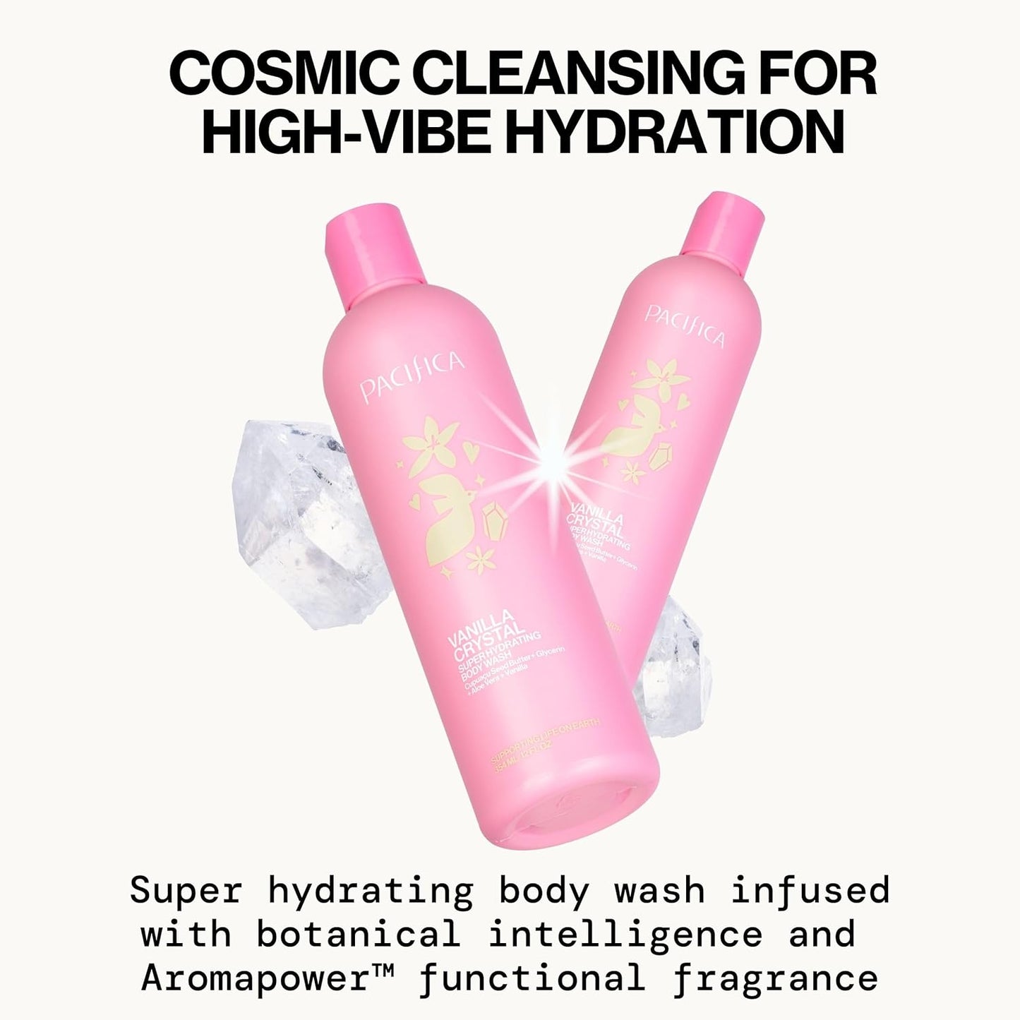 Pacifica Body Wash - Vanilla Crystal Super Hydrating Body Wash - Bath & Shower Gel - Clean Beauty, Vegan & Cruelty-Free Dermatologist Tested