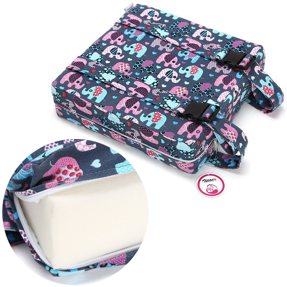 Zicac High Chair Portable Booster Seat Cushion Travel Dining Seat Pad for Toddler Kids Baby Infant Washable Thick Chair Seat Pads (Blue/Pink)