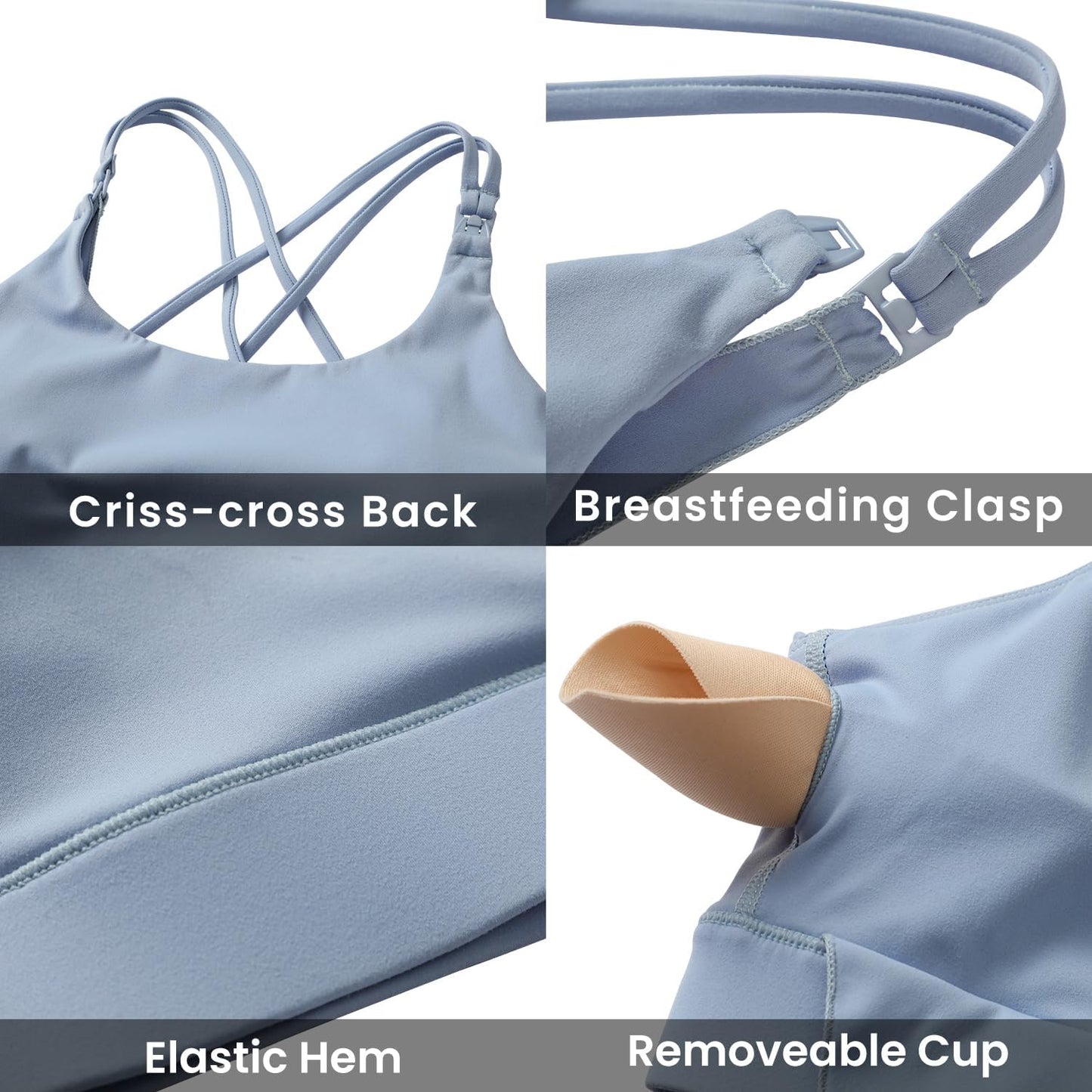 V VOCNI Nursing Bras for Breastfeeding Maternity Sports Bras Tank Top Sexy Crisscross Back Workout Yoga Pregnancy Bra