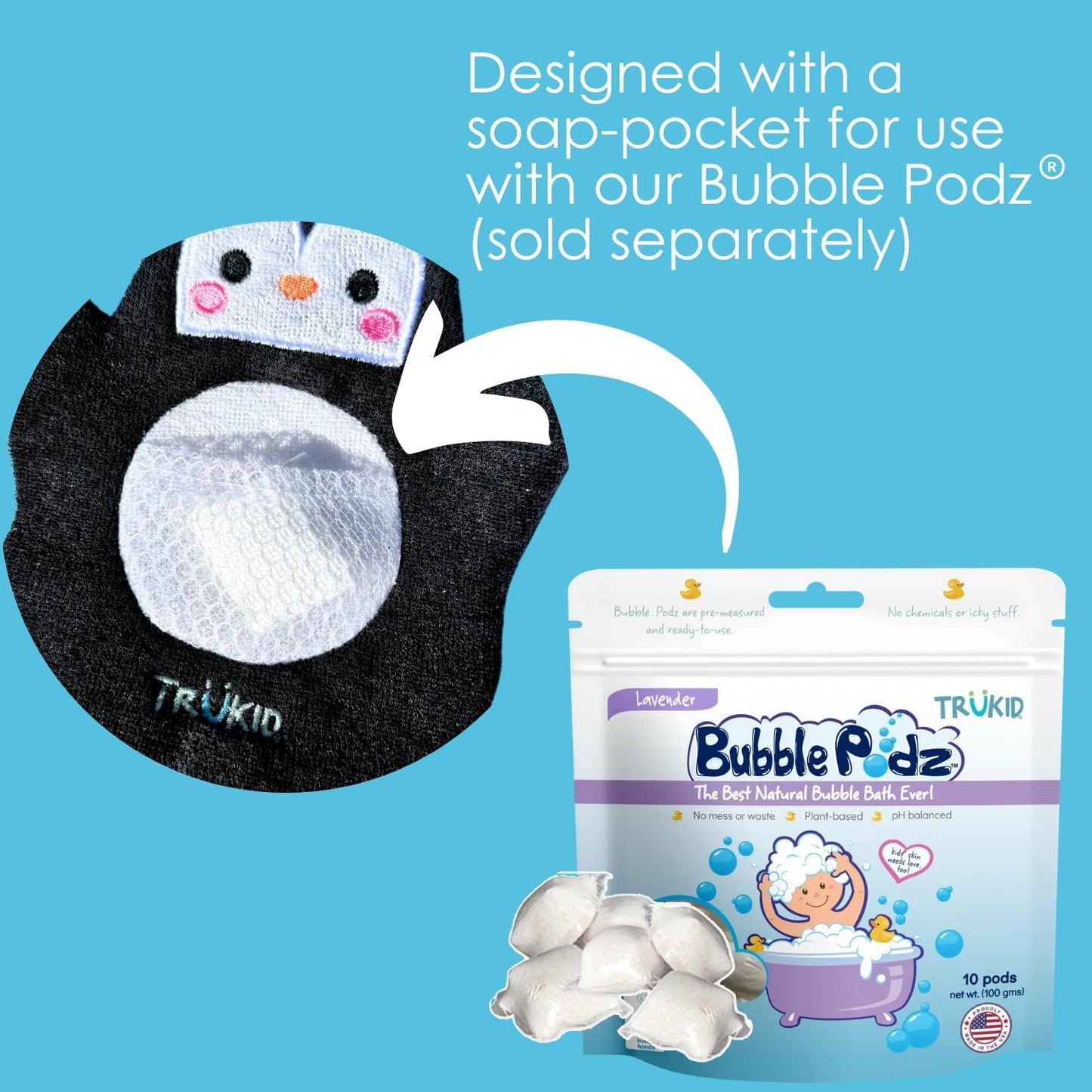 TruKid Yumberry Bubble Podz & BubbleGlove Set – Bubble Bath Pods with 2 Wash Gloves for Kids and Toddlers