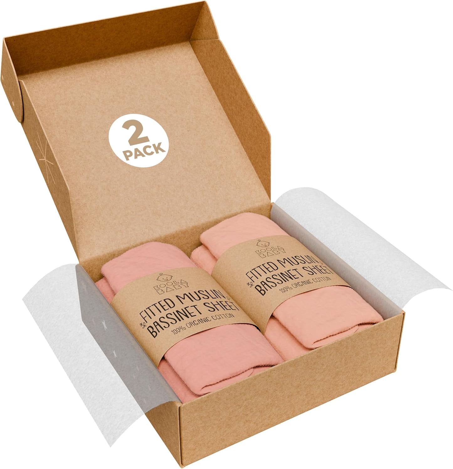 Bassinet Fitted Sheets - Compatible with Baby Delight Beside Me Dreamer Bassinet & Baby Joy Bedside Sleeper | 100% Organic Muslin Cotton - Light Pink + Dark Pink | 33X20 (2 Pack)