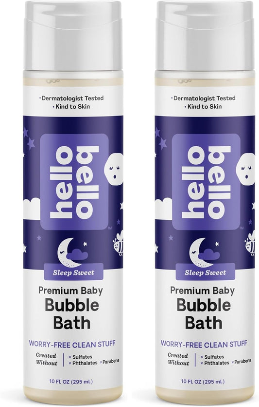 Hello Bello Nighttime Bubble Bath - Gentle Hypoallergenic Formula for Babies and Kids - Vegan and Cruelty-Free - Sleep Sweet Scented - 10 fl oz (Pack of 2)