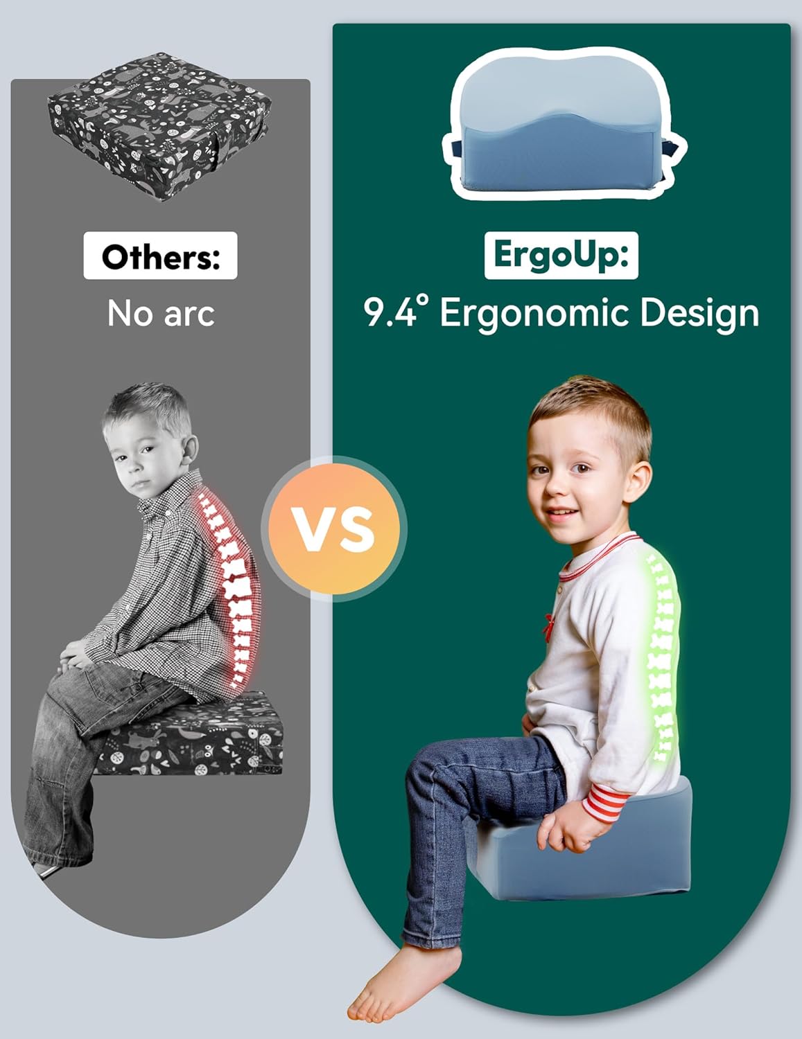 Babelio Ergo-Designed Booster Seat for Kitchen Chair, Promote Proper Upright Posture, Toddler Booster Seat for Dining Table, Removable & Washable Cover, Suitable for 18 Months to 5 Years, Blue