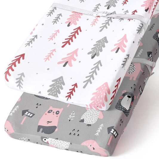 Stretchy Changing Pad Covers BROLEX 2 Pack Jersey Knit Changing Table Covers for Girls Boys,Jungle Animals