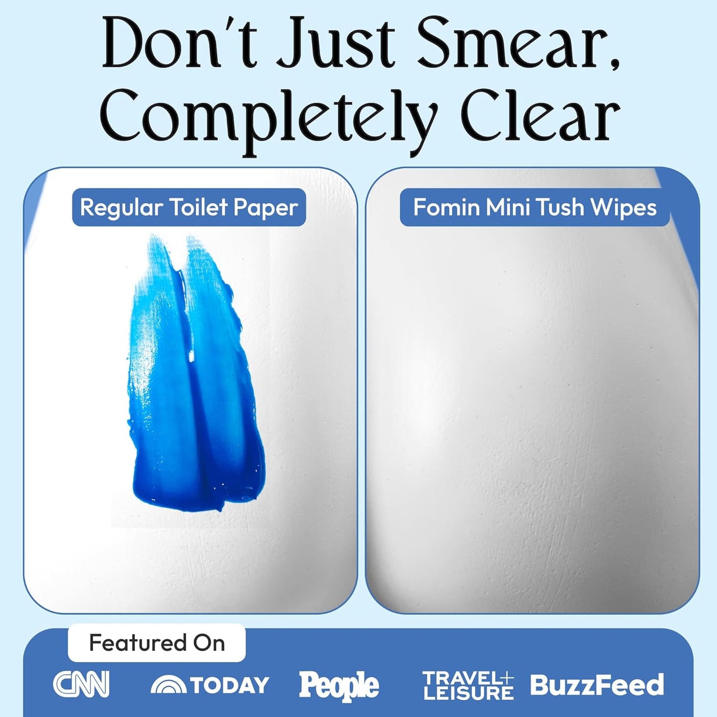 Fomin Flushable Tush Wipes 8 Pack (10 Count) – Unscented Flushable Wet Wipes for Adults – pH Balanced, Biodegradable Cleaning Wipes – Hypoallergenic, Plant Based Travel size Flushable Wipe for Adults