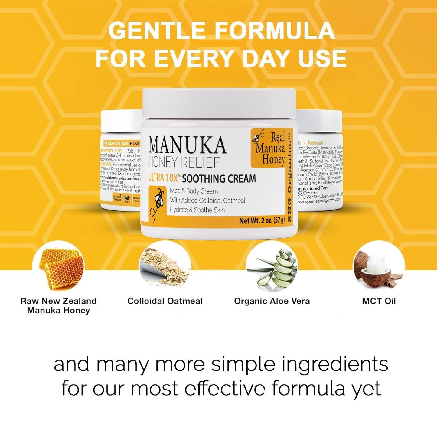 Super Natural Goods Manuka Honey Cream (2oz) – Hydrating Lotion for All Skin Types Suitable for Kids and Adults | Moisturizing Body Cream with Real Manuka Honey Aloe Vera Juice and Cocoa Butter