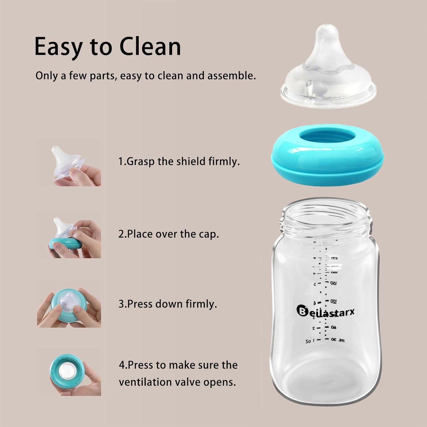 Beilastar-x Nipples for Baby Bottles – 100% Soft Baby Bottle Nipples, Natural Feel Silicone Bottle Nipples, BPA-Free (1M+, S, 4 Counts)