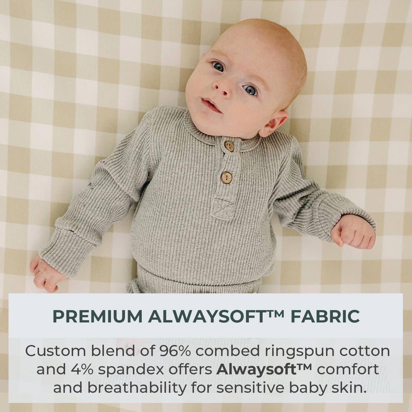 Pobibaby – 2 Pack Crib Sheets for Boys, Premium Fitted Baby Boy Crib Sheets for Standard Crib Mattress – Ultra-Soft Jersey Knit, Safe and Snug, Stylish Design (Gingham Khaki)