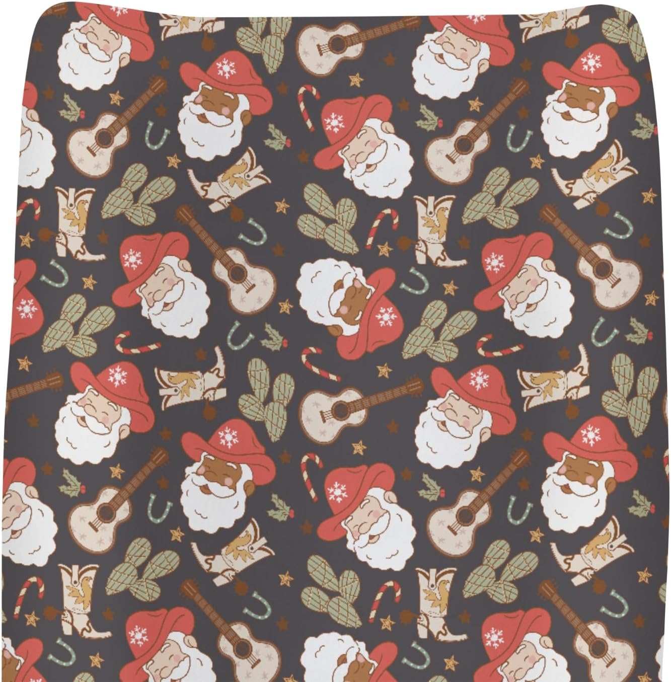 Christmas Western Cowboy Santa Baby Changing Pad Covers for Boy Girl Country Santa Cactus Boots Guitar Fitted Changing Table Mats Winter Holiday Festive Soft Diaper Change Table Sheets 32''×16''