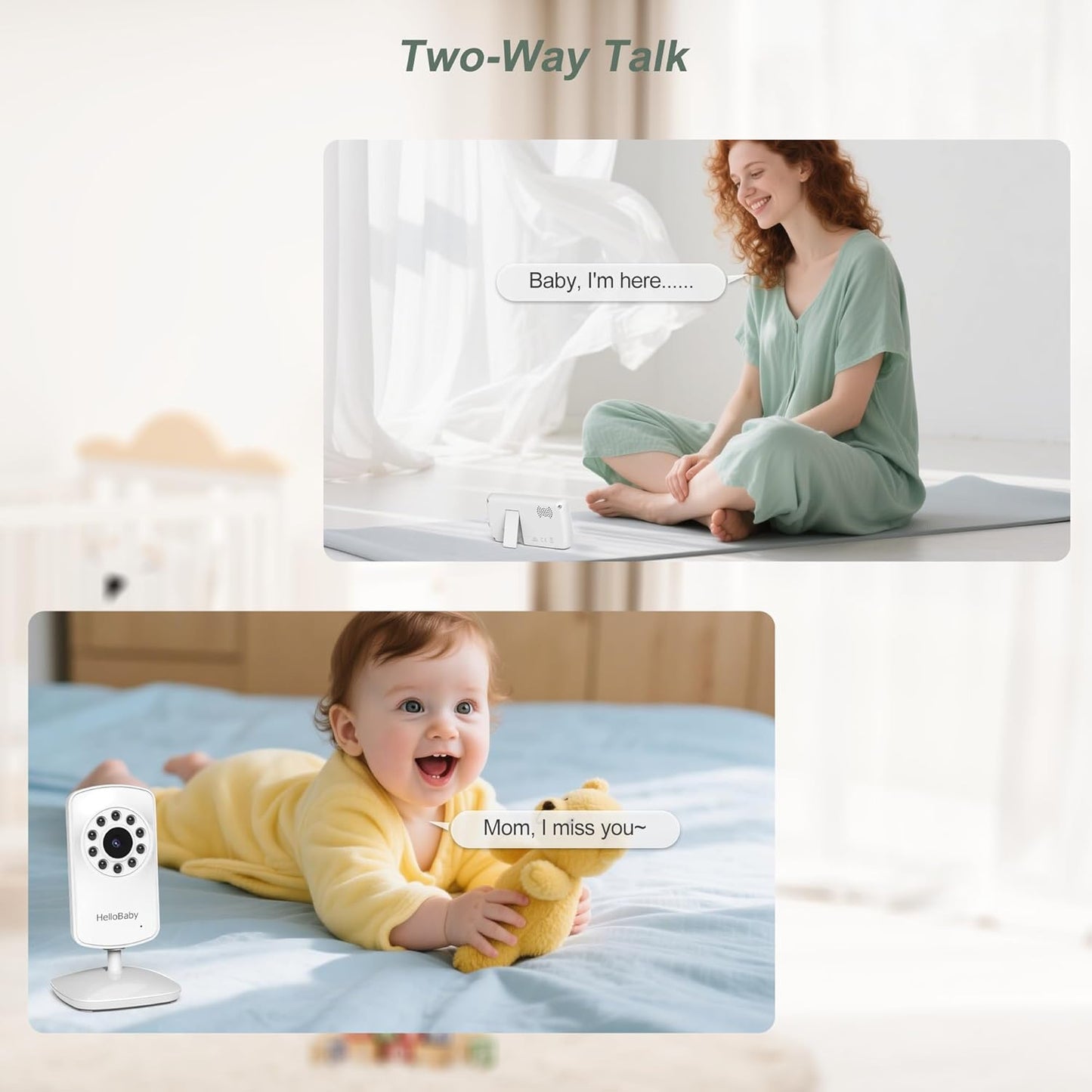 HelloBaby Monitor with 3 Cameras, 2.4'' Portable Travel Screen Baby Monitor No WiFi, 1000ft Long Range Video Baby Monitor, Night Vision, VOX Mode-Power Saving, Baby Safety Camera,for Baby/Pet/Elder