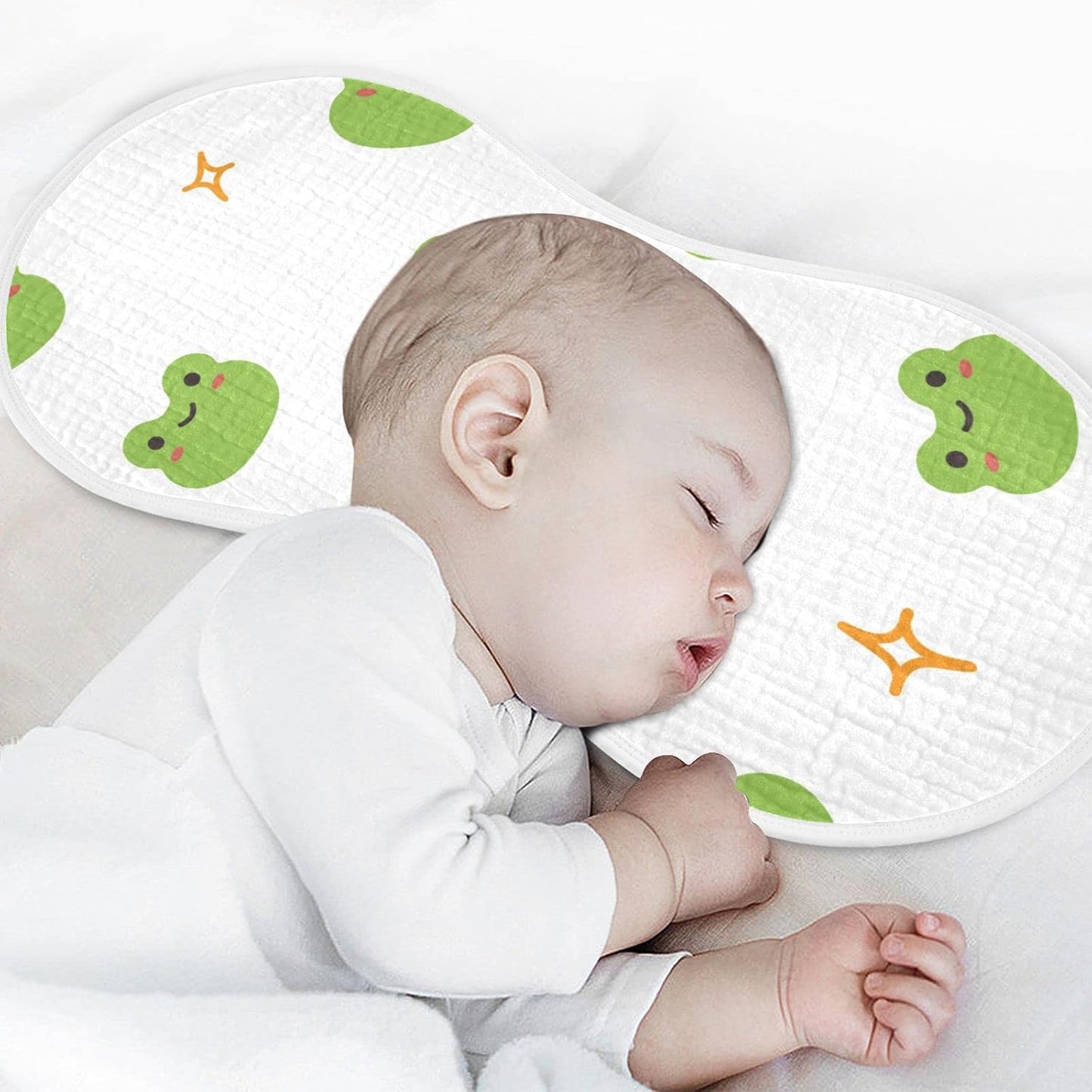 Muslin Baby Burp Cloths Set of 4, Soft Absorbent Cute Frog Muslin Washcloths, Bibs, Face Towel for Newborn Boys Girls, 22 x 11 Inch