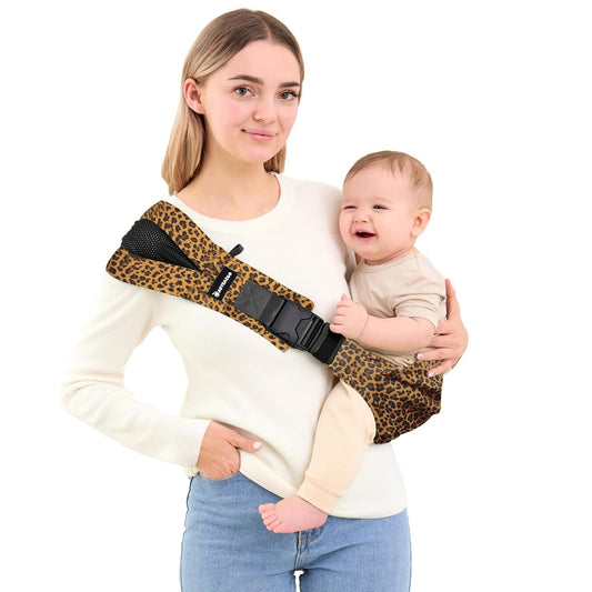 Toddler Sling Carrier - Premium Cotton, Expandable & Ergonomic, One Size Fits All, Ideal for 6-48 Months (11-44 lbs), Compact & Easy to Use, Leopard Printing