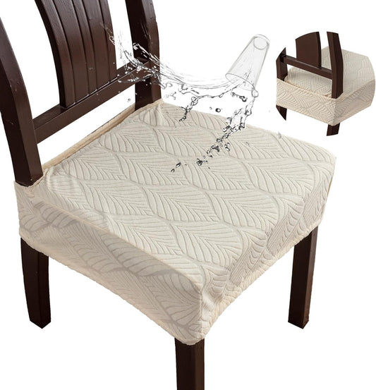 Removable Washable Dining Chair Seat Covers Set of 6,Stretch Jacquard Chair Seat Cushion Protector Slipcovers, Rear Covers