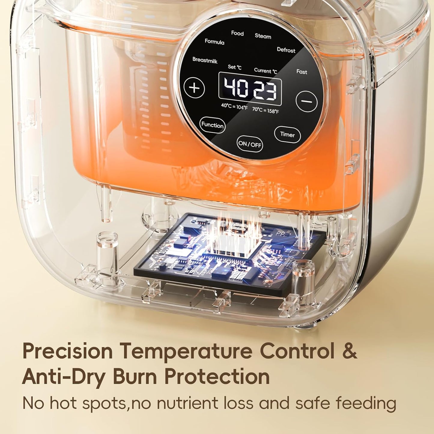 Baby Bottle Warmer, Felizbebe 10-in-1 Double Bottle Warmer for Breastmilk or Formula, Accurate Temperature Control, Timer, Sterili-zing, Defrost, Heat Food, Keep Warm, Breast Milk Warmer for Baby