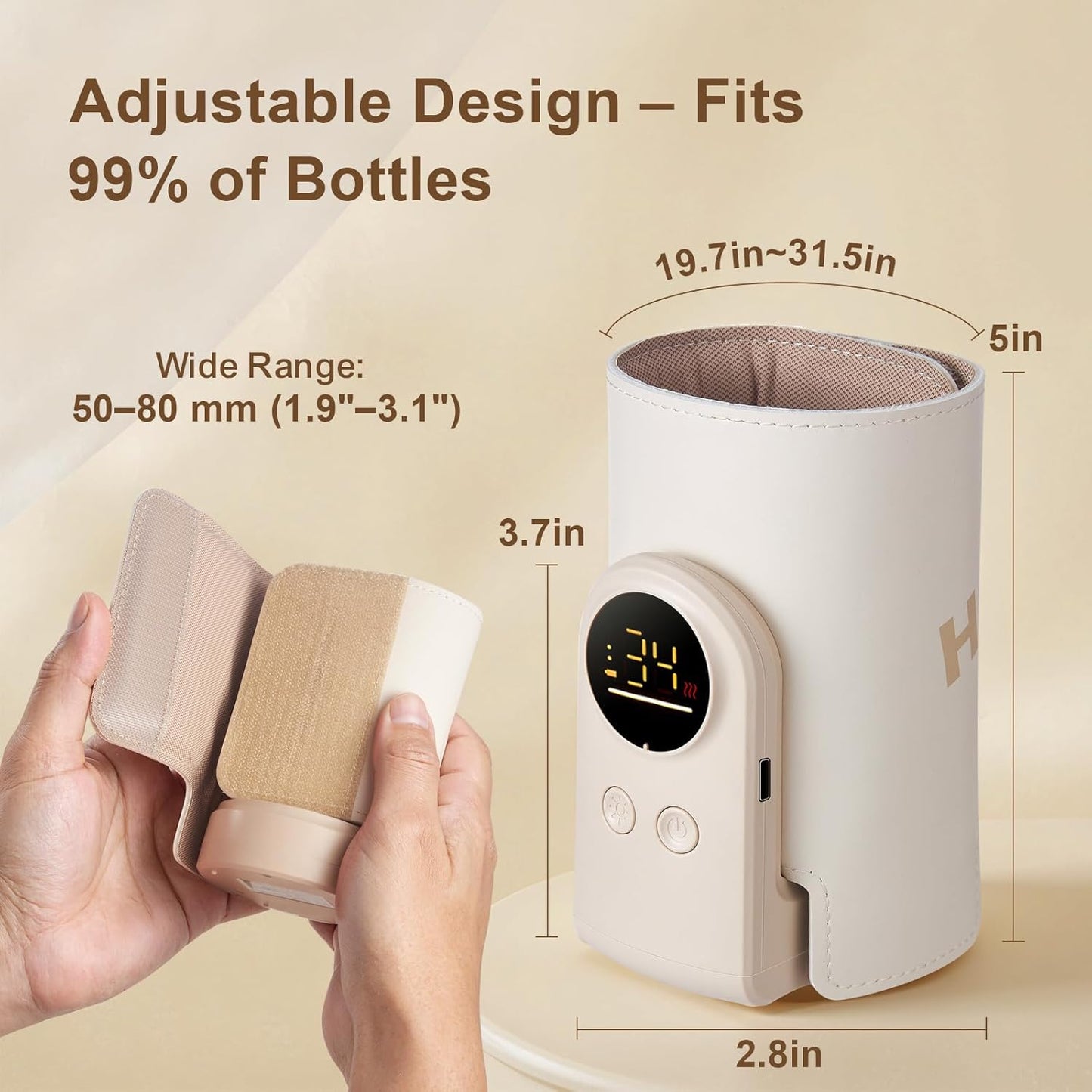 18W Portable Baby Bottle Warmer for Travel – Fast, Waterless Milk Heater for Breastmilk & Formula | USB Rechargeable Bottle Warmer with Precise Temperature Control – Essential for On-The-Go Feeding