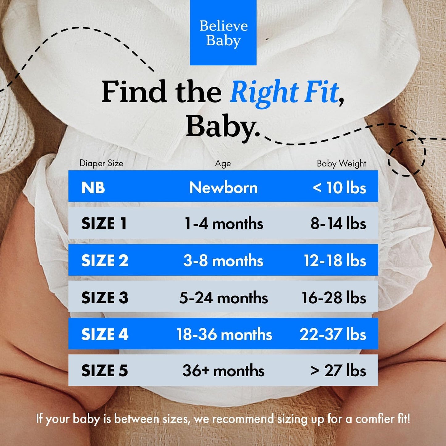 Believe Diapers Size Newborn (<10Lbs) Viscose Bamboo Diapers 36 Count – Natural Baby Diaper, Chemical Free and Fragrance Free Natural Diaper for Sensitive Skin, Super Absorbent with Leak Protection