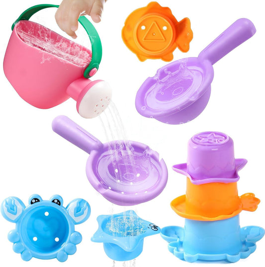 6Pcs Toddler Bath Toys for Kids Ages 1-3, Baby Bathtub Toys, Pool Toys, Water Table Toys, Gift