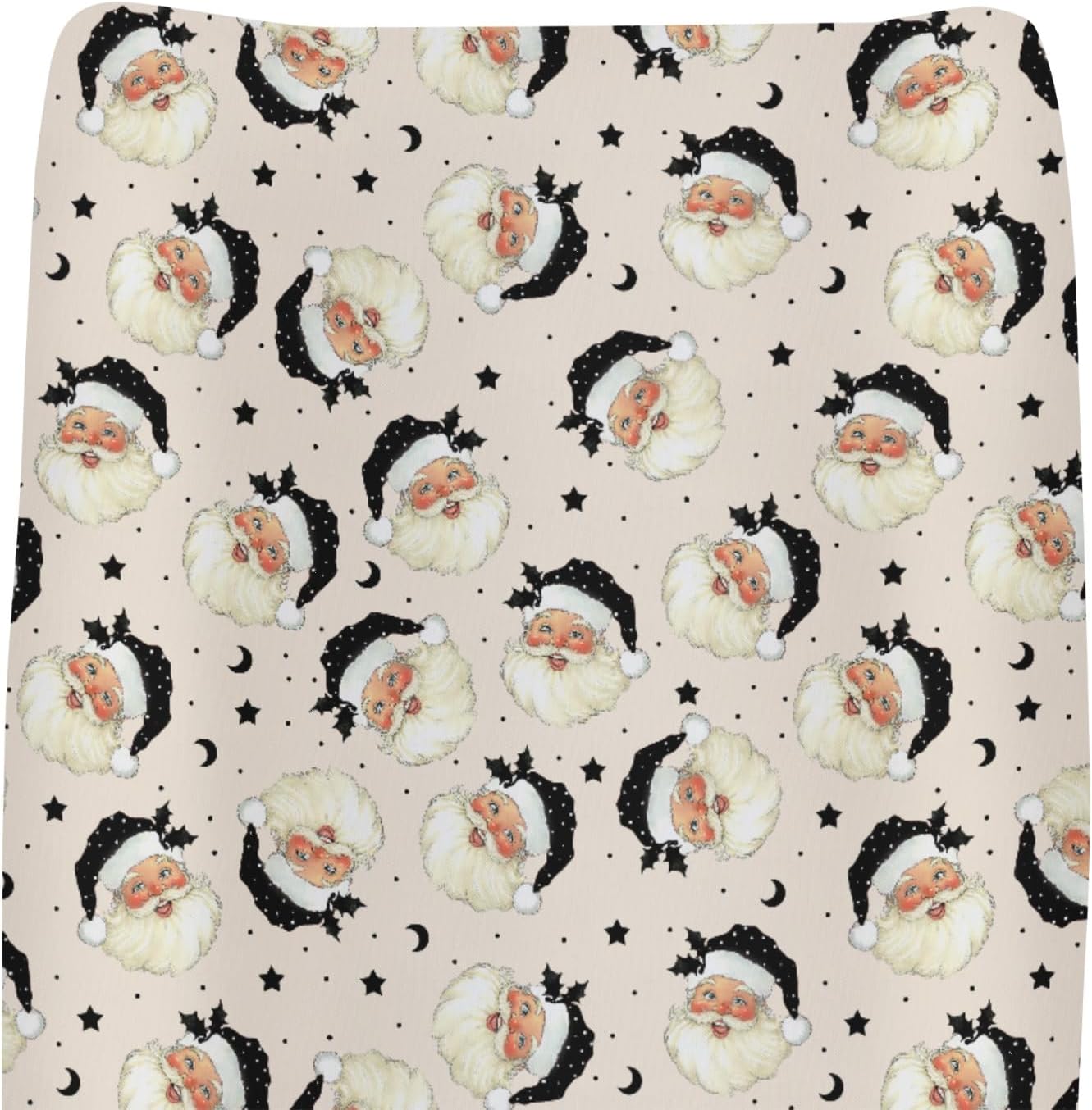 Vintage Christmas Santa Claus Baby Changing Pad Covers for Boy Girl Retro Santa Fir Leaves Moon Stars Fitted Changing Table Mats Winter Holiday Festive Soft Diaper Change Table Cover Sheets 32''×16''