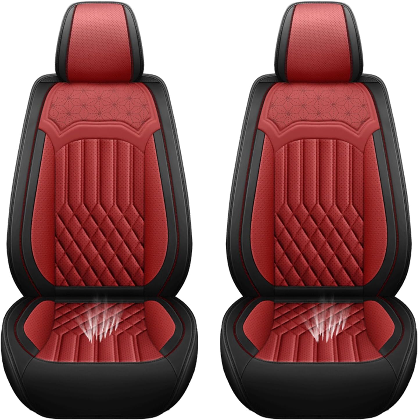 Car Seat Covers for Chevy Impala Limited 2014-2016 napa Leather Seat Covers, Waterproof Non-Slip Car Seat Protectors, Comfortable Seat Cover Adaptive Airbags（Black+Red, 2 PCS Front）