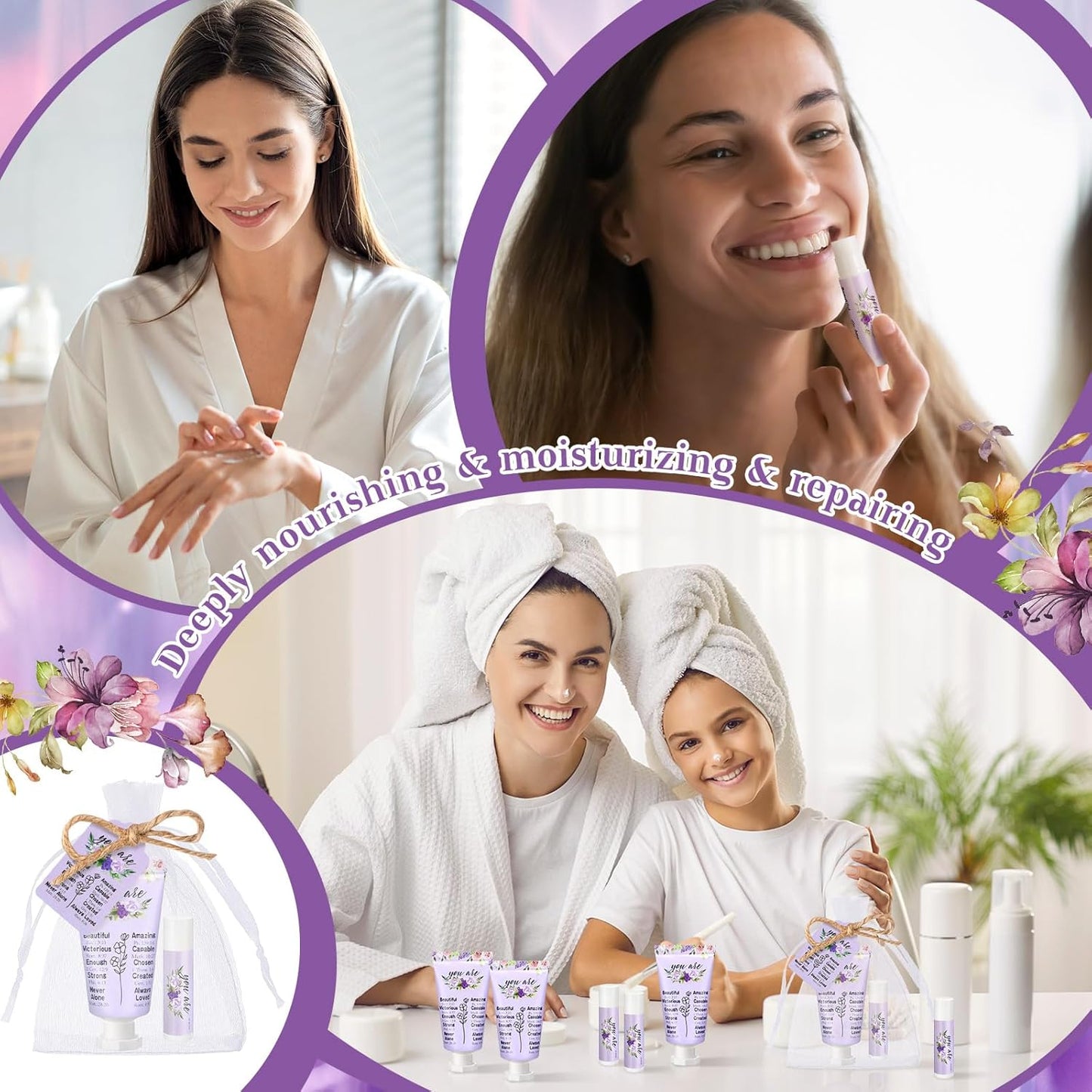 24 Sets Christian Hand Cream and Lip Balm Gift Set Christmas Christian Gift for Women Travel Size Hand Lotion Bible Verse Lip Balm Bulk for Baby Bridal Shower Mom Holiday Gift(Classic)