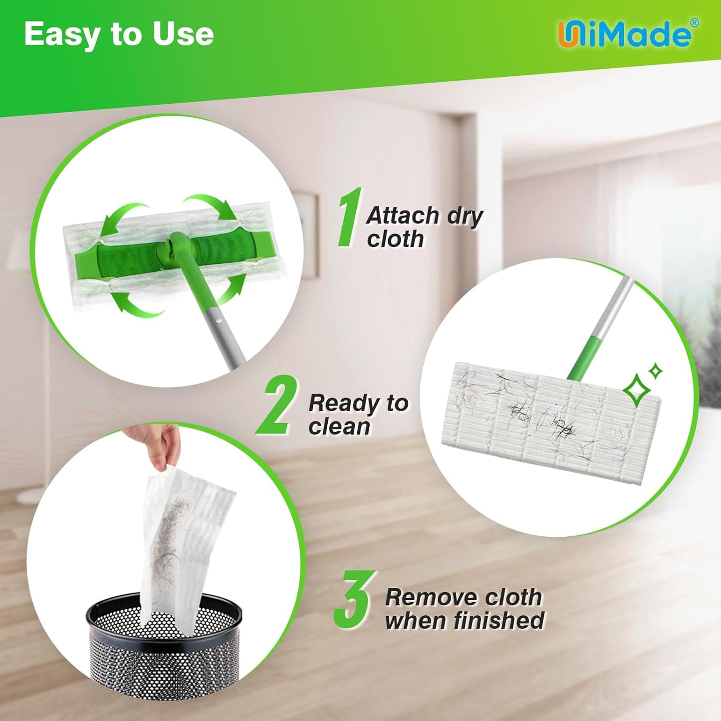 Dry Sweeping Cloths, 100 Count Mop Refill Compatible with Swiffer Sweeper - Disposable Duster Refills Mops for Cleaning Hardwood Floor Dust