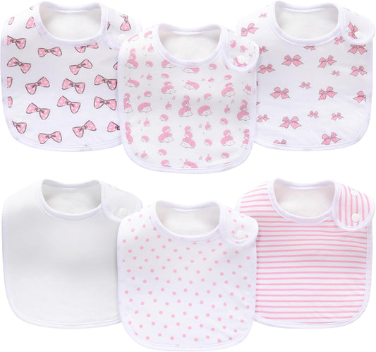 Pack of 6,Baby Bibs,Unisex,Soft and Absorbent,Adjustable,Easy to Use
