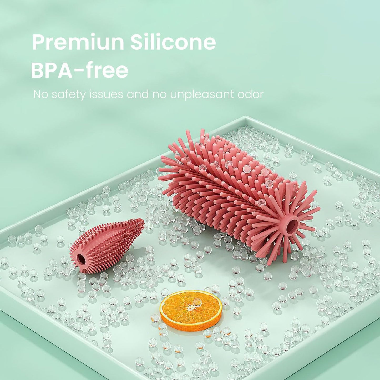 5-in-1 Baby Bottle Brush Set, Bottle Brush for Baby, Baby Bottle Scrubber, Including Silicone & Nylon Bottle Brush, Bottle Cap Brush, Straw Brush, Nipple Brush, BPA-Free (Red)