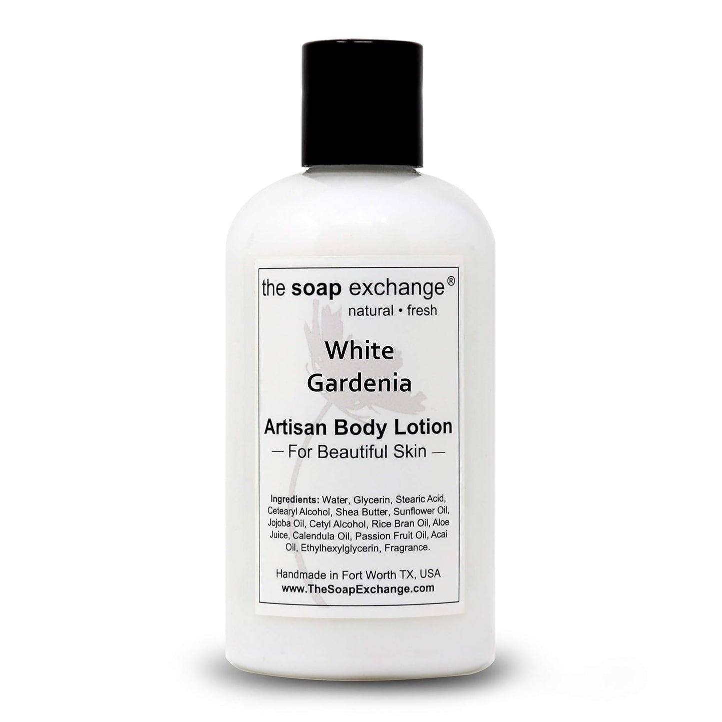The Soap Exchange Body Lotion - White Gardenia Scent - Hand Crafted 8 fl oz / 240 ml Natural Artisan Skin Care for Hand, Face, & Body, Moisturize, Hydrate, & Protect. Made in the USA.