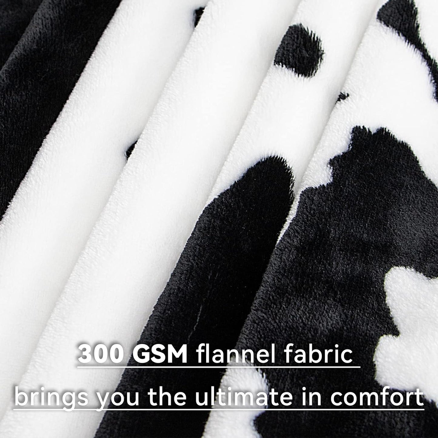 Queen Size Cow Print Fleece Blanket - Extra Large Cozy Bedding, Plush Soft Fuzzy Bed Throw for Bedroom Home Decor All Season 90"x90"