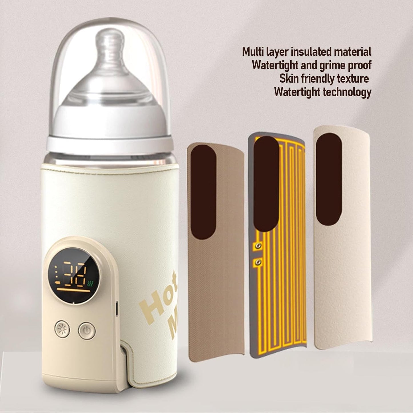 Portable Bottle Warmer for Travel,USB Type C Universal Cordless Accurate Temperature Control 6000mah8000mah10000 for Travel, Car, Outdoor (6000mah)