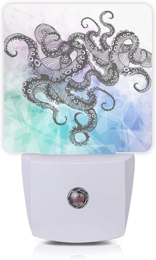 Octopus Night Light,Crystal Design Element Night Lights Plug into Wall Dusk to Dawn Sensor Led Lamp for Women Men,Led Lights for Stairway/Hallway/Bedroom