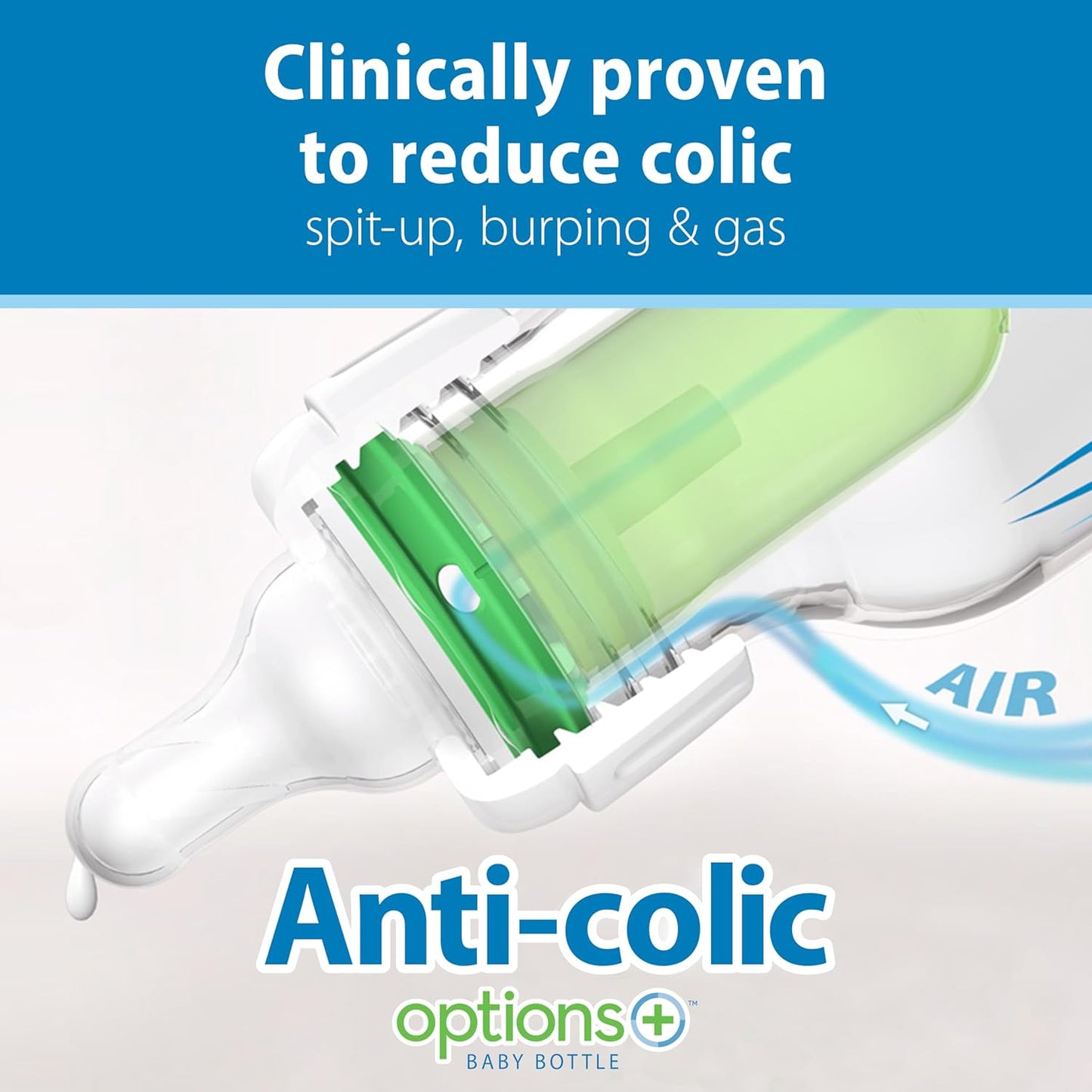 Dr. Brown's Natural Flow Anti-Colic Options+ Narrow Baby Bottle, Bear & Owl, 8 oz/250 mL, with Level 1 Slow Flow Nipple, BPA Free, 0m+, 2-Pack