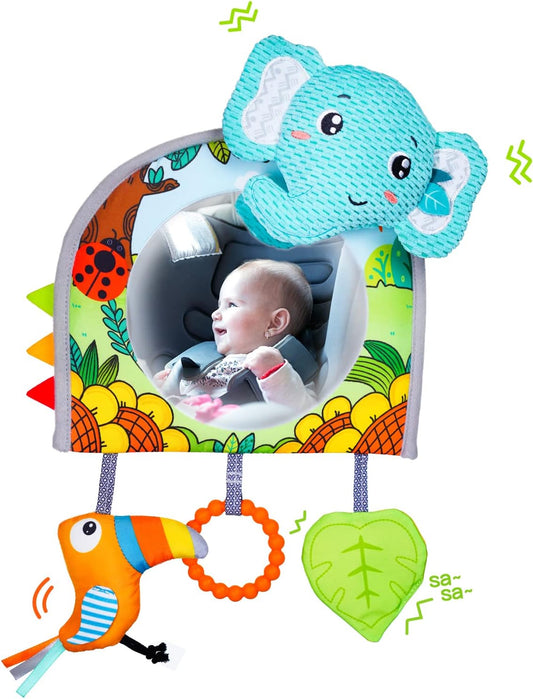 Koty Car Seat Toy - Kick and Play Activity Center with Mirror,Teether and Crinkle, Fun Travel Baby Toy for Rear Car Seat, Easier Drive with Newborns, Babies, Hanging Toys for Infants 0-6-12-18 Months