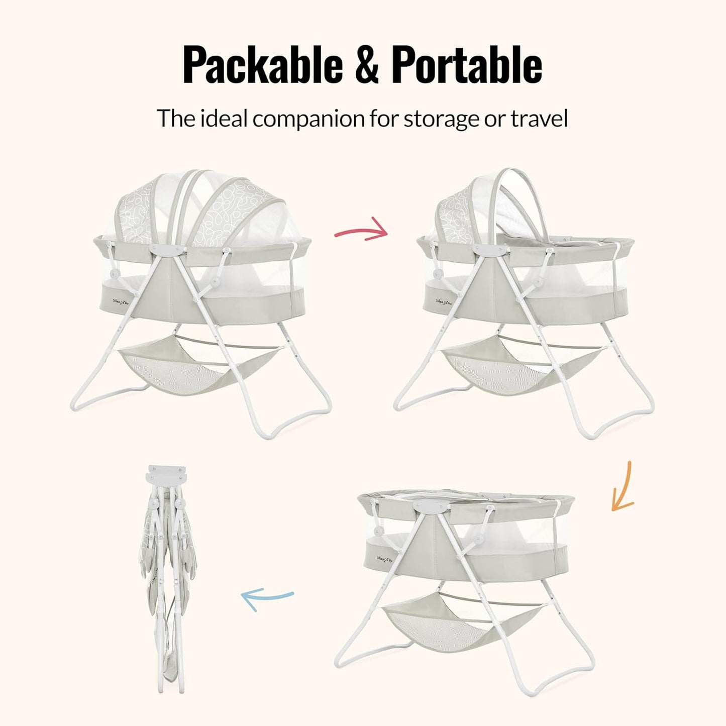 Karley Bassinet for Newborns | Award-Winning 2021 National Parenting Product & Mom’s Choice Winner | Portable Lightweight Bassinet with Adjustable Canopy, Dual-Sided Mattress & Storage Bag