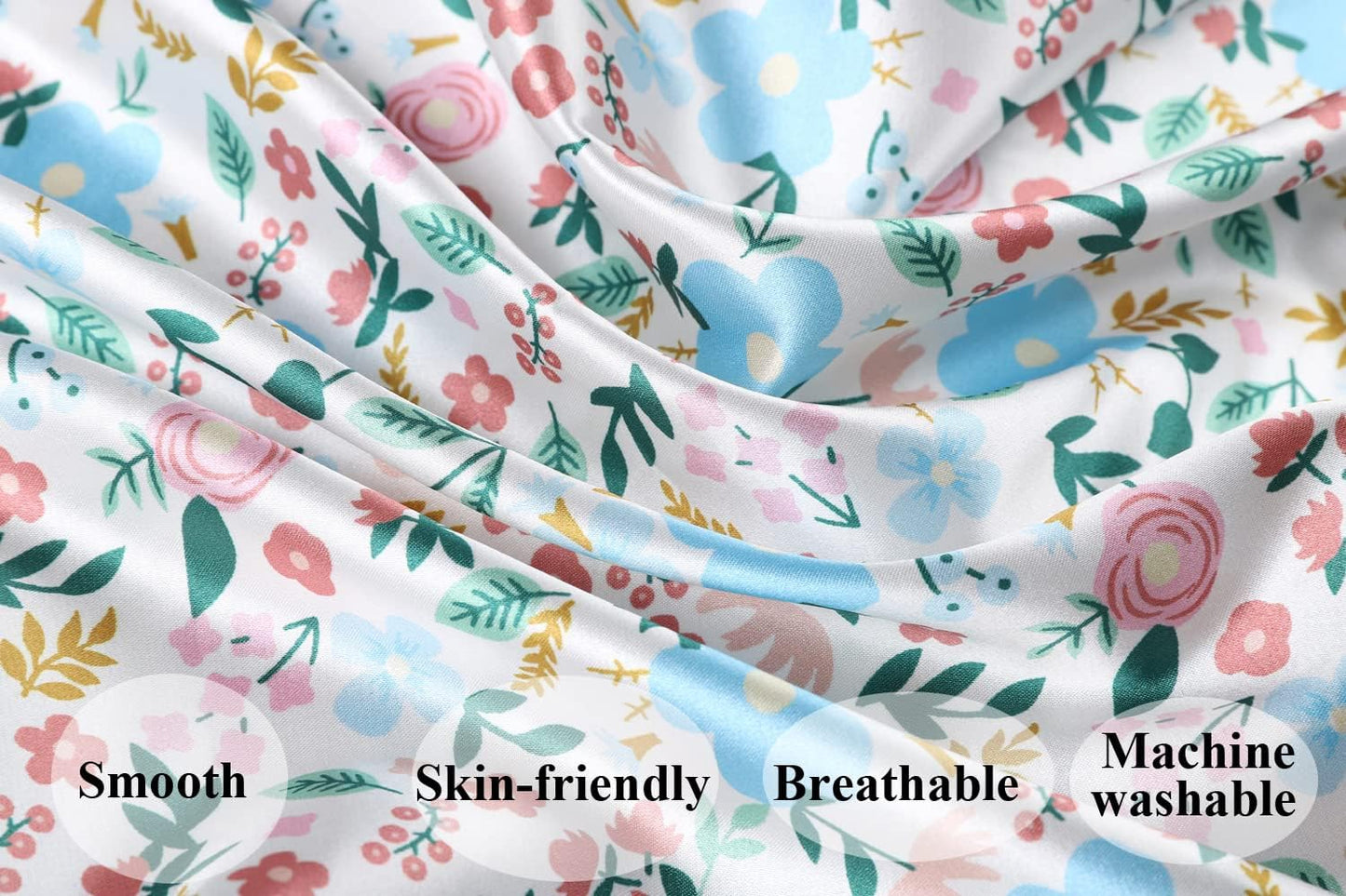 Bassinet Sheet Set 2 Pack Satin Ultra Soft Silk Fit for Rectangle, Hourglass, Oval Bassinet Mattress Protect for Baby Hair and Skin Cradle or Bassinet Sheets, Floral & Floral