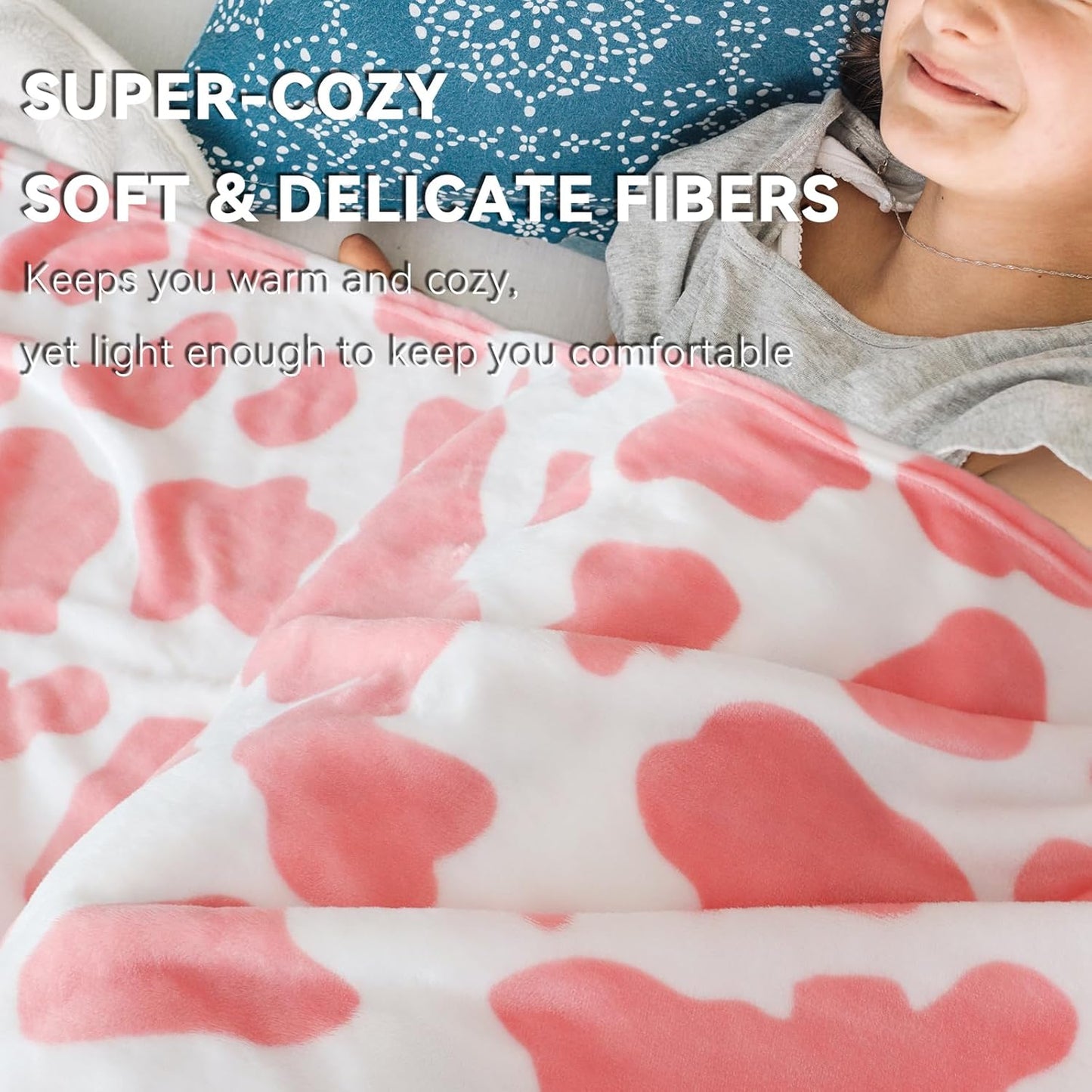 Pink Queen Fleece Blanket 90"x90" - Large Fuzzy Cow Print Bedding for Couch, Bedroom Decor - Lightweight Soft Throw Gifts for Women & Teen Girls