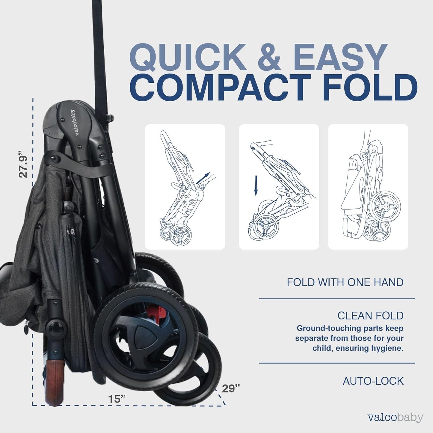 Valco Baby Trend Duo Light Weight Side by Side Double Stroller 2025(Charcoal) - Easy and Compact fold, Multi-Position Recline, Large Canopy, Independent Twin Vents and More - Luxurious Twin Pram