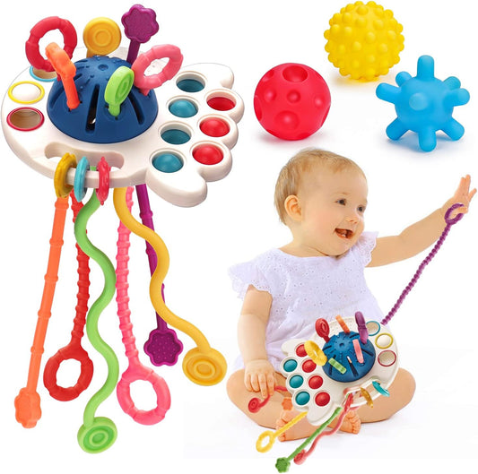 Baby Sensory Montessori Toys for 18 Months Sensory Balls Pull String Toys for Babies Teething Developmental Toy for Boys Girls Christmas Birthday Gifts Infant