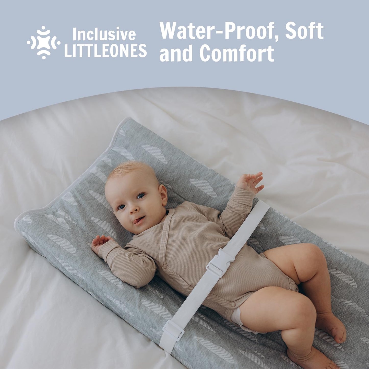 Baby Diaper Changing Pad Soft, Waterproof Changing Pad, Non-Slip Bottom, Safety Straps & Ergonomic Contoured Design - Wipeable Changing Pad Cover Standard Size (31.5"x16") Changing Tables & Dressers