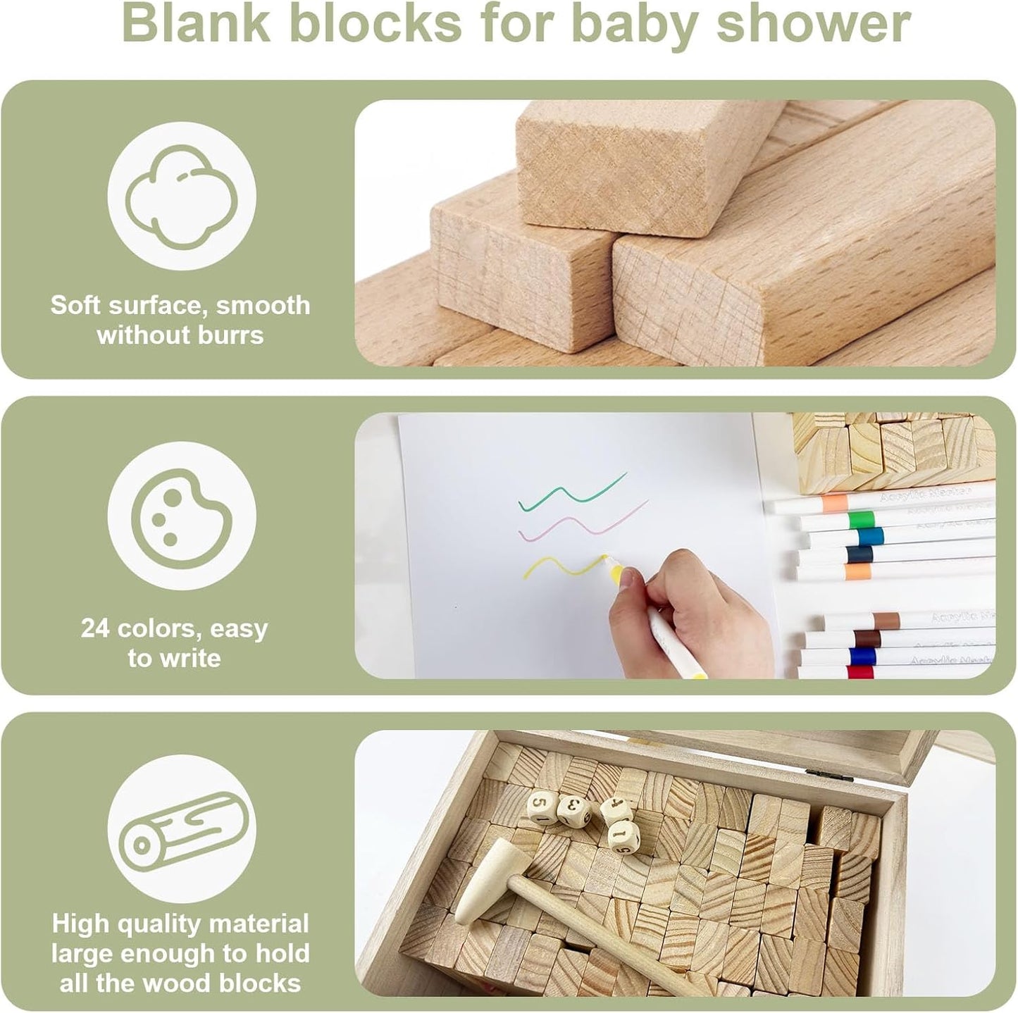 101Pcs Baby Shower Games Blocks to Decorate Kit, Baby Shower Ideas Activities for Stacking, Building & Drawing, Suitable for Boy Girl Party Game, Decorations, Favors